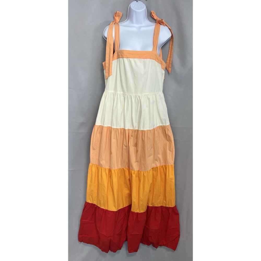 A. CALIN Flying Tomato Tiered Maxi Sundress Women's Sz Large Multicolor Ruffled
